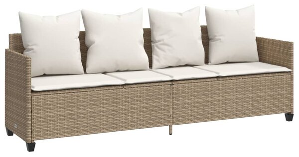 Bézs polyrattan napozóágy párnával