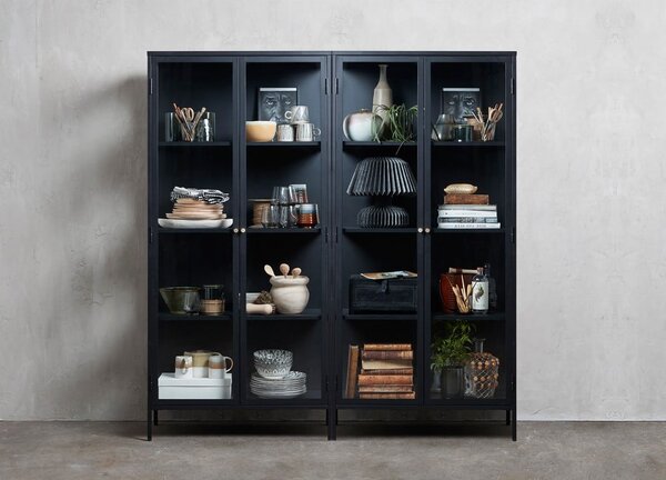 Fekete fém tálalószekrény 90x190 cm Carmel – Unique Furniture