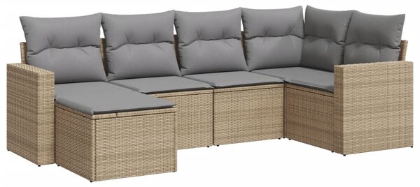 6 részes bézs polyrattan kerti ülőgarnitúra párnával