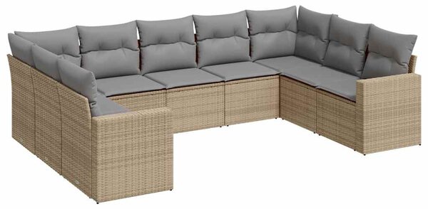 9 részes bézs polyrattan kerti ülőgarnitúra párnákkal