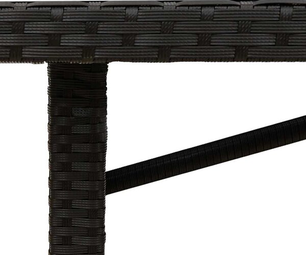 Fekete polyrattan üveglapos kerti asztal 190x80x74 cm