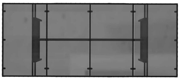 Fekete polyrattan üveglapos kerti asztal 190x80x74 cm