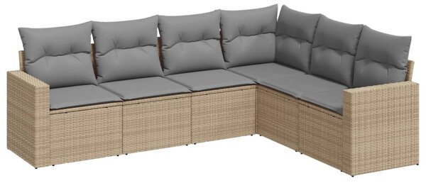 6 részes bézs polyrattan kerti ülőgarnitúra párnával
