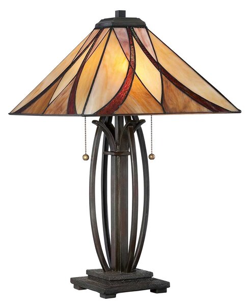Quoizel klasszikus tiffany asztali lámpa asheville antik bronz színezett elsqz-asheville-tl