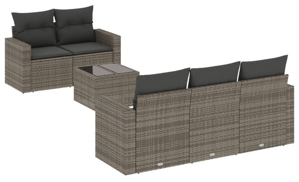 6 részes szürke polyrattan kerti ülőgarnitúra párnákkal