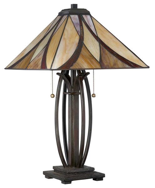 Quoizel klasszikus tiffany asztali lámpa asheville antik bronz színezett elsqz-asheville-tl