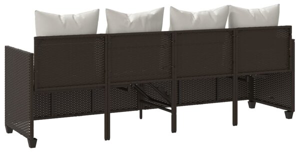 Barna polyrattan napozóágy párnával