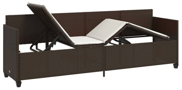 Barna polyrattan napozóágy párnával