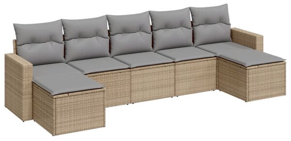 7 részes bézs polyrattan kerti ülőgarnitúra párnákkal