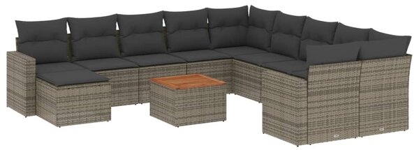 12 részes szürke polyrattan kerti ülőgarnitúra párnákkal