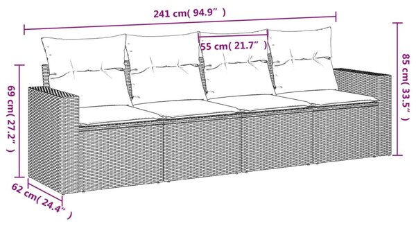 4 részes szürke polyrattan kerti ülőgarnitúra párnákkal