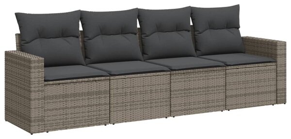 4 részes szürke polyrattan kerti ülőgarnitúra párnákkal