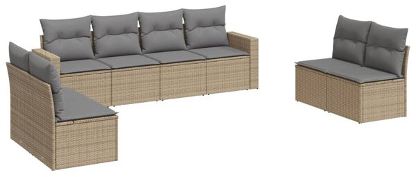 8 részes bézs polyrattan kerti ülőgarnitúra párnával