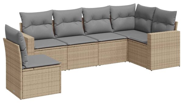 6 részes bézs polyrattan kerti ülőgarnitúra párnával
