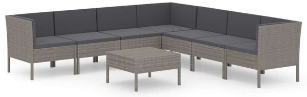 Polyrattan Kerti Ülőgarnitúra - 8 részes - Szürke