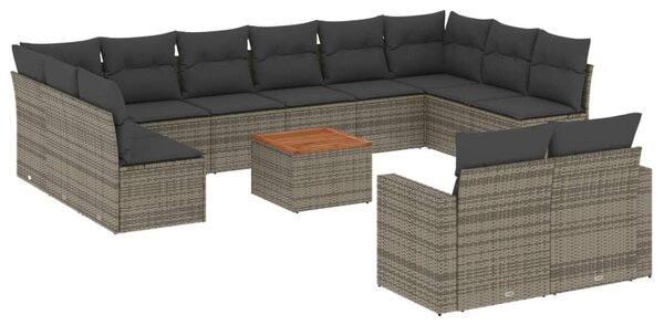 13 részes szürke polyrattan kerti ülőgarnitúra párnákkal