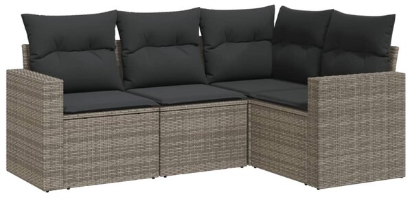 4 részes szürke polyrattan kerti ülőgarnitúra párnákkal