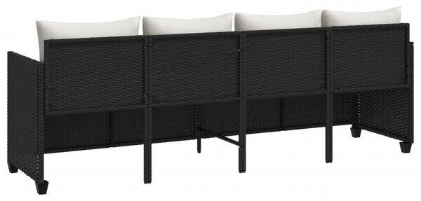 Fekete polyrattan napozóágy párnával