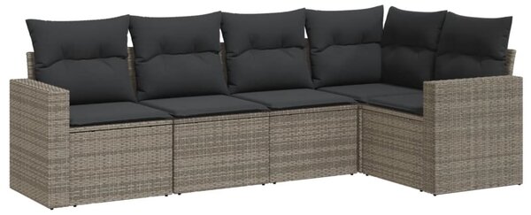 5 részes szürke polyrattan kerti ülőgarnitúra párnákkal