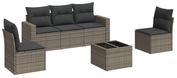 6 részes szürke polyrattan kerti ülőgarnitúra párnákkal