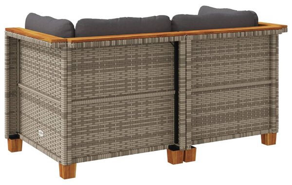 2 db szürke polyrattan kerti sarokkanapé párnával