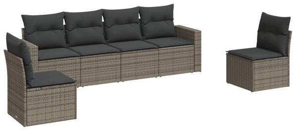 6 részes szürke polyrattan kerti ülőgarnitúra párnákkal