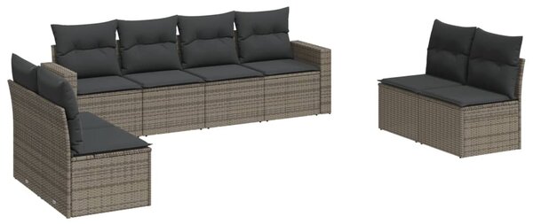 8 részes szürke polyrattan kerti ülőgarnitúra párnákkal