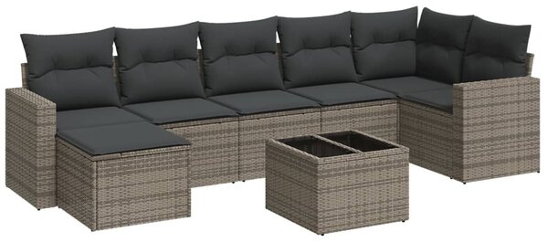 8 részes szürke polyrattan kerti ülőgarnitúra párnákkal