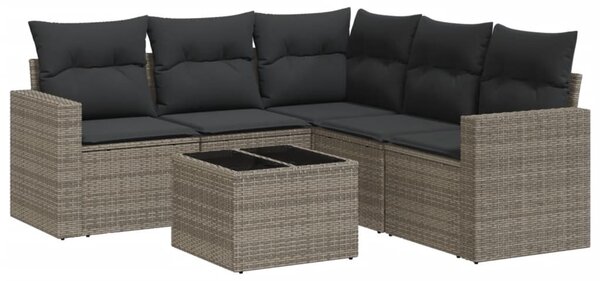 6 részes szürke polyrattan kerti ülőgarnitúra párnákkal