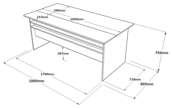 Íróasztal, 180 cm – Vs1-Cga