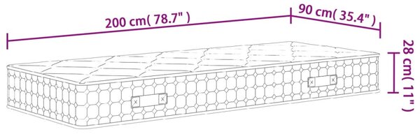 Közepes zsebrugós matrac 90 x 200 cm