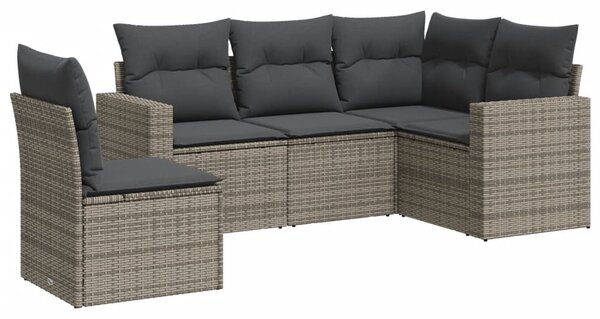 5 részes szürke polyrattan kerti ülőgarnitúra párnákkal