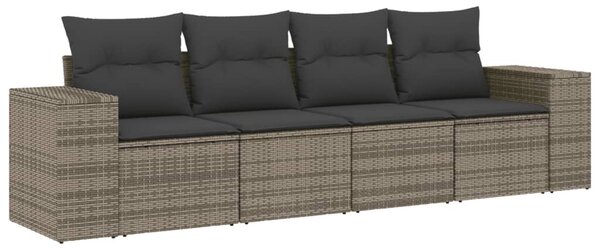 4 részes szürke polyrattan kerti ülőgarnitúra párnákkal