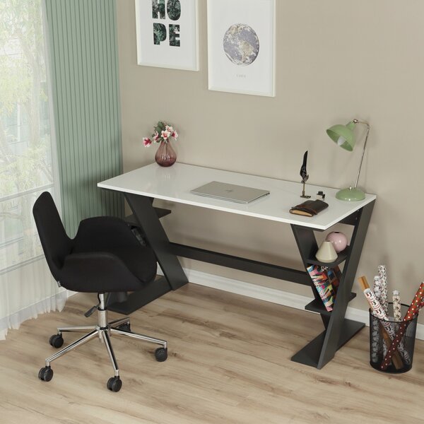 Lungo íróasztal, antracit-fehér, 140 cm