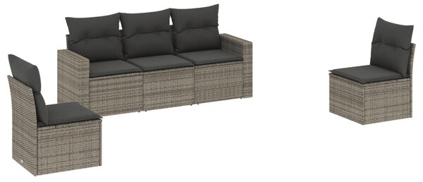 5 részes szürke polyrattan kerti ülőgarnitúra párnákkal