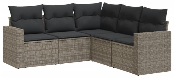5 részes szürke polyrattan kerti ülőgarnitúra párnákkal