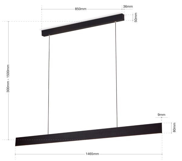 GIDEON modern LED függőlámpa , fekete, 2300lm