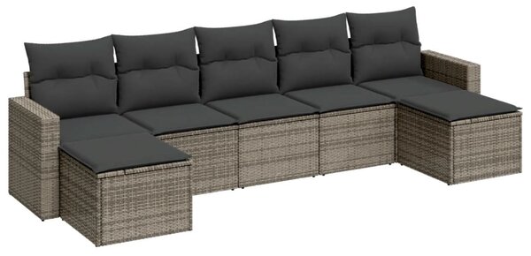 7 részes szürke polyrattan kerti ülőgarnitúra párnákkal
