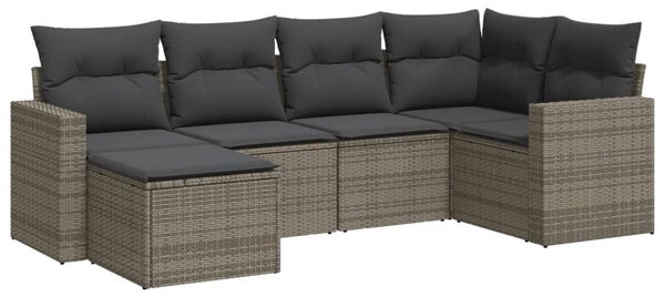 6 részes szürke polyrattan kerti ülőgarnitúra párnákkal