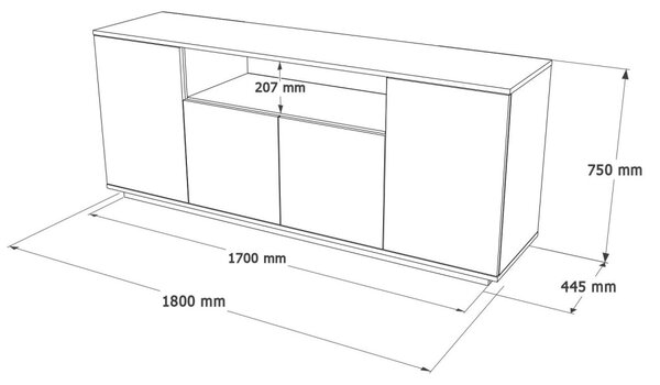 Komód, 180 cm – Ave15-Aka