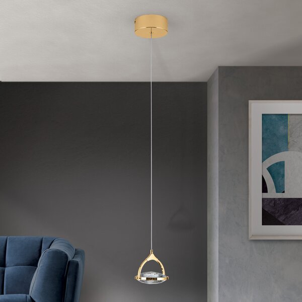 MOON modern kristály LED függőlámpa , arany, 300lm
