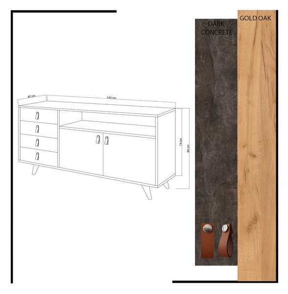 Pagina komód, 140 cm