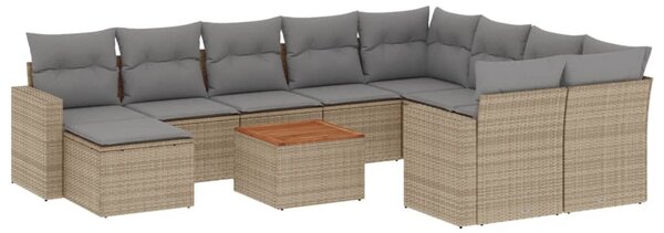 11 részes bézs polyrattan kerti ülőgarnitúra párnákkal