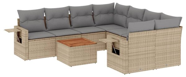 9 részes bézs polyrattan kerti ülőgarnitúra párnákkal