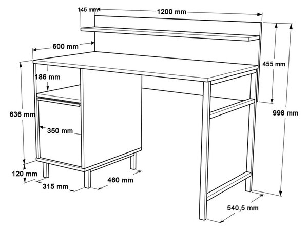 Íróasztal, 120 cm – On16-S