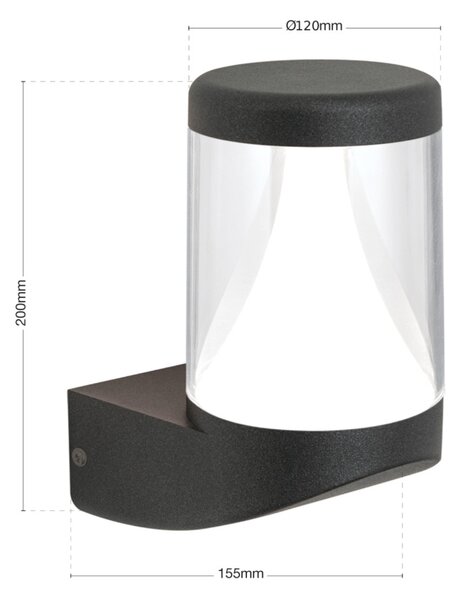 MIDNIGHT LED kültéri lámpa antracit, 20 cm