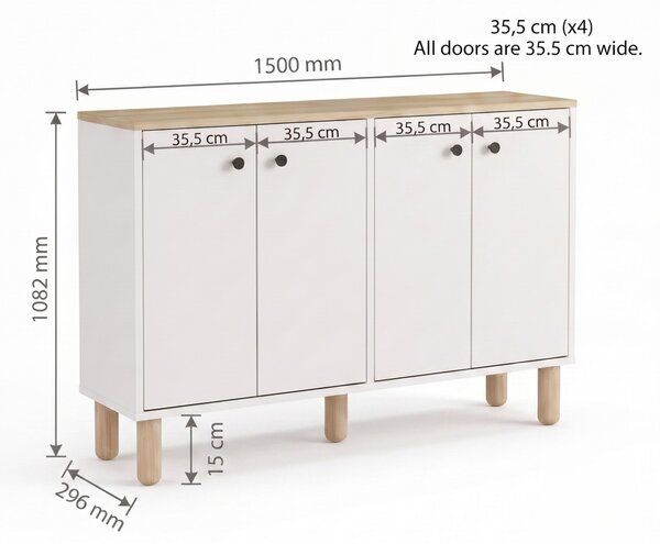 Luvia komód, zafír tölgy-fehér, 150 cm