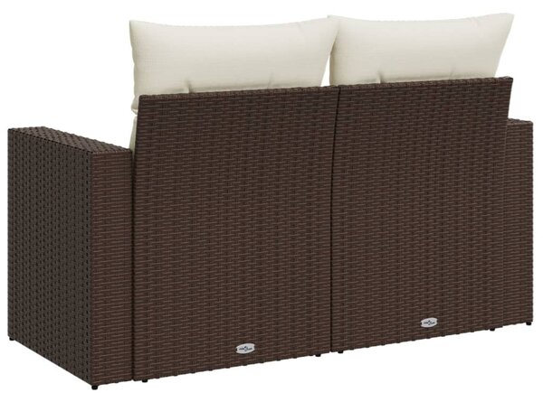 2 személyes barna polyrattan kerti kanapé párnával