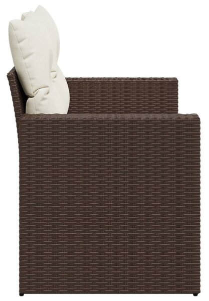 2 személyes barna polyrattan kerti kanapé párnával