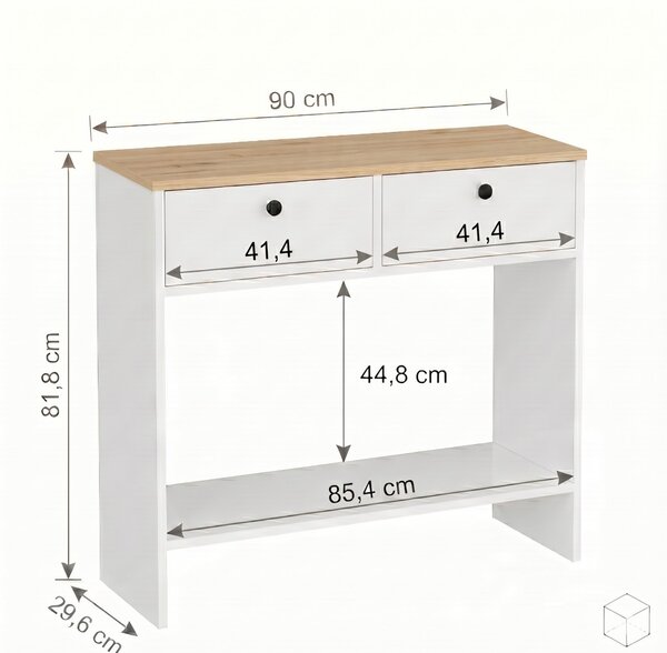 Modera komód, zafír tölgy-fehér, 90 cm